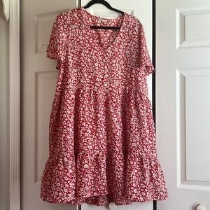 Floral Shift red dress